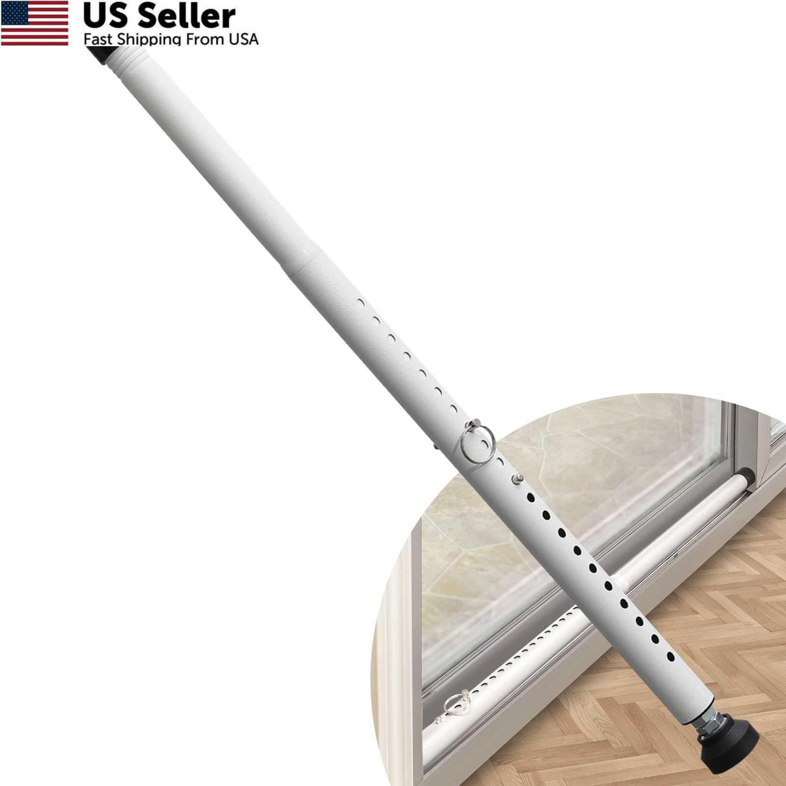 DIIG Sliding Door Security Bar, 17.7-50.5inch Heavy Duty Adjustable White