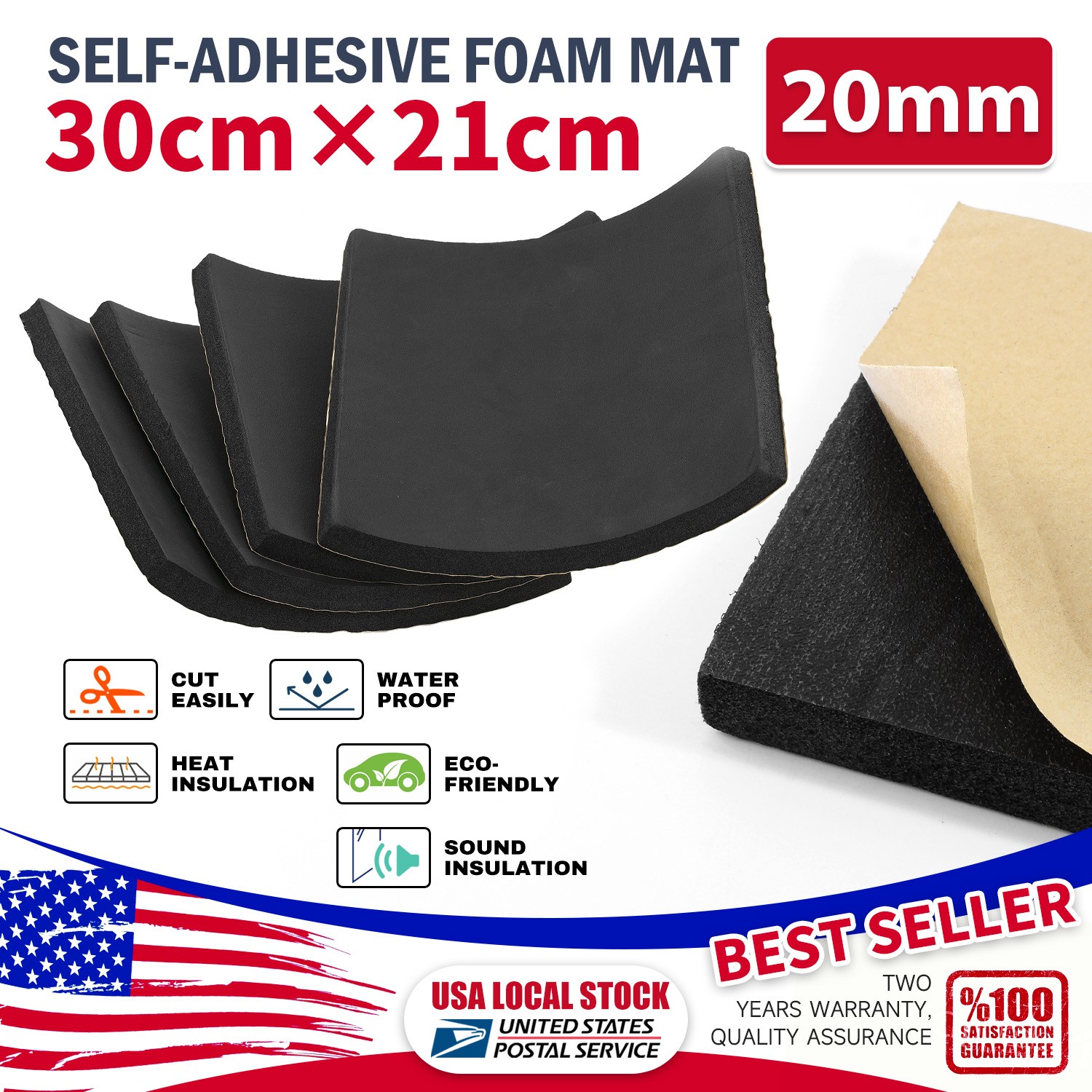 DIY Black Foam Sheet Self Adhesive Rubber Padding Neoprene Sponge Rubber Mat NEW