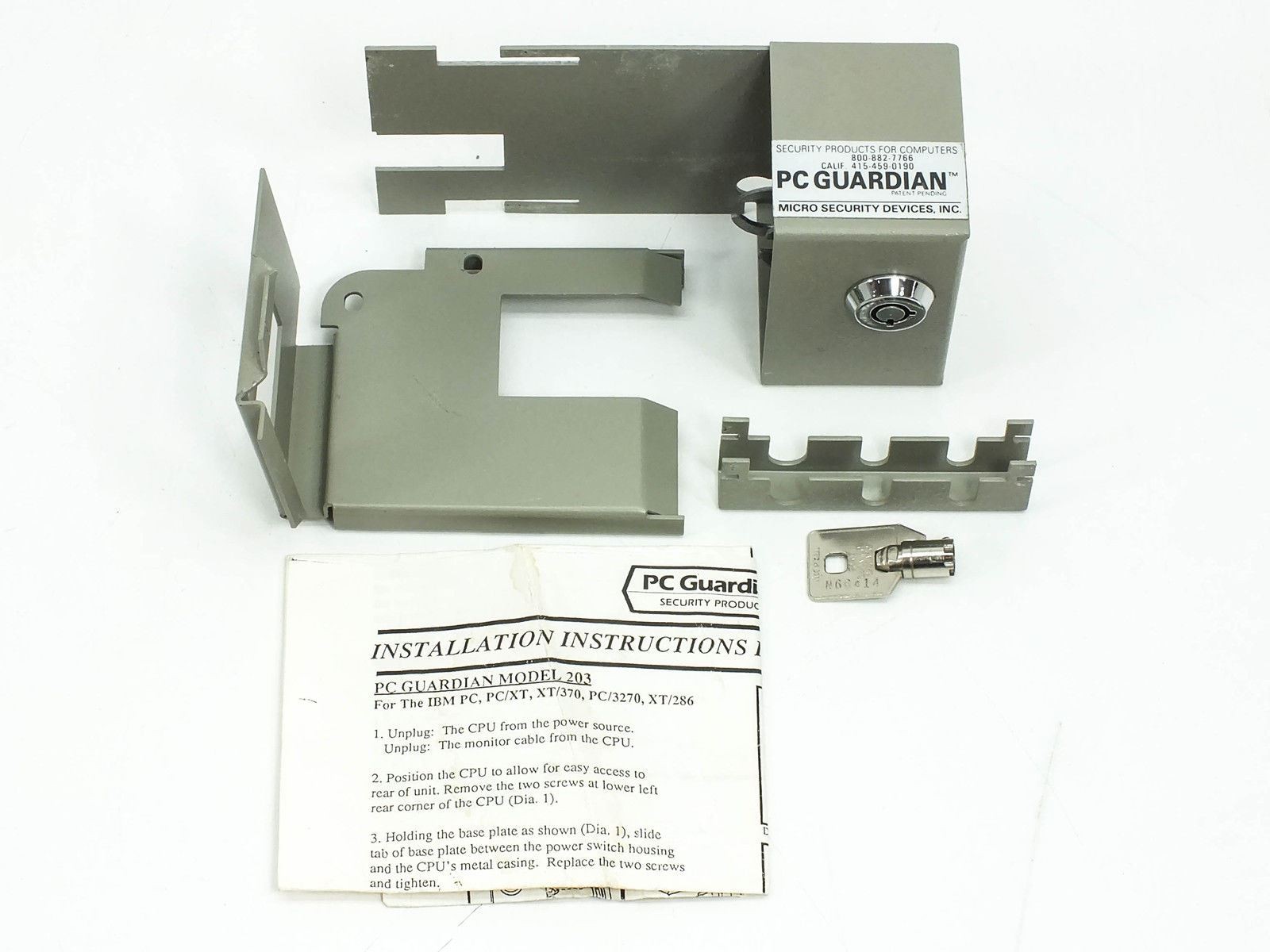 Micro Security Devices PC Guardian Model 203 IBM PC XT 286 PC/XT370 Lock w/ Keys