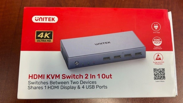 UNITEK HDMI KVM switch 2 in 1 out 4K@60Hz 1 HDMI monitor 4 USB ports