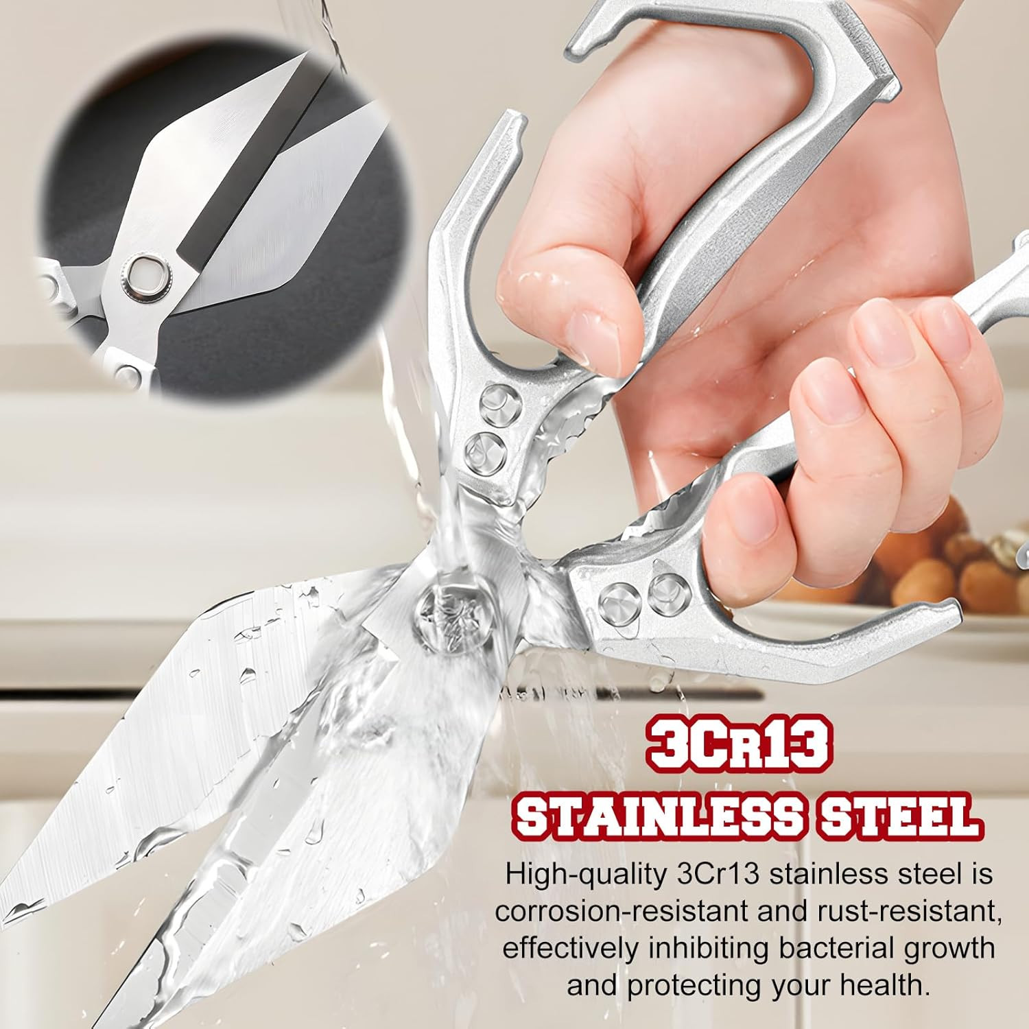 Multifunctional Heavy-Duty Kitchen Shears,oultry Scissors,Stainless Silver