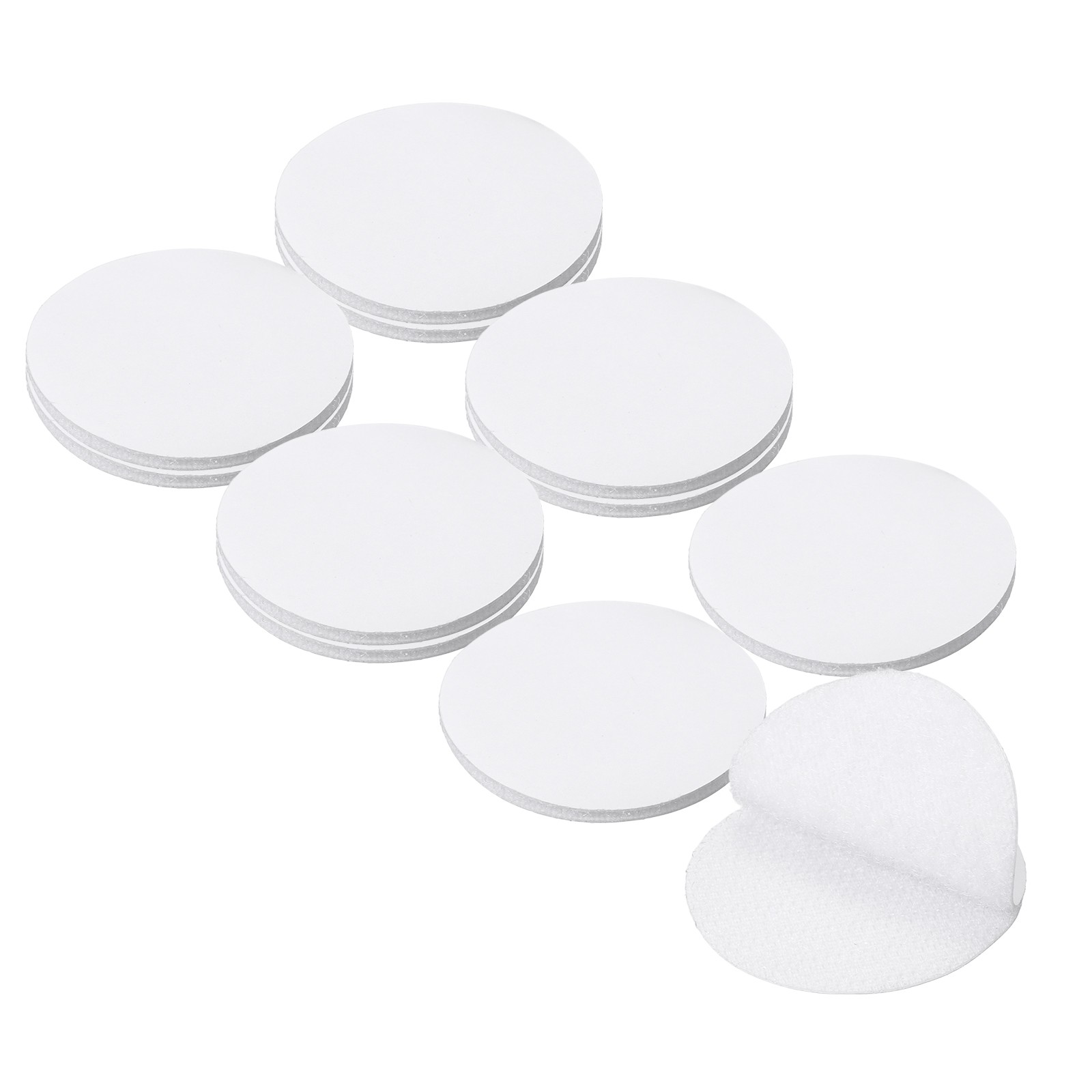 10Set Hook and Loop Tape with Adhesive, 2"x2" Round Strip for Carpet, White