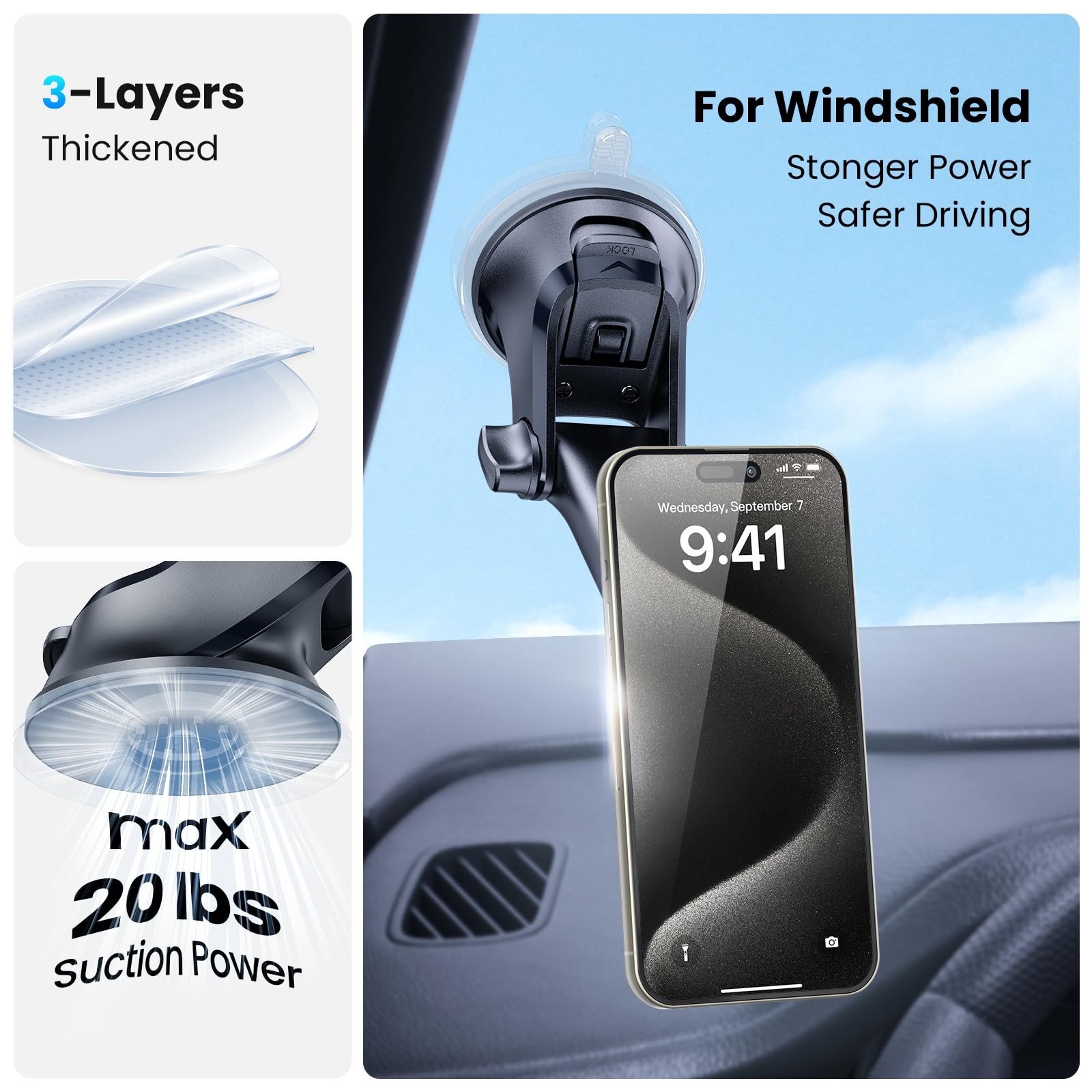 APPS2Car Magnetic Phone Mount for Car, Dashboard & Windshield Suction Cup Holder