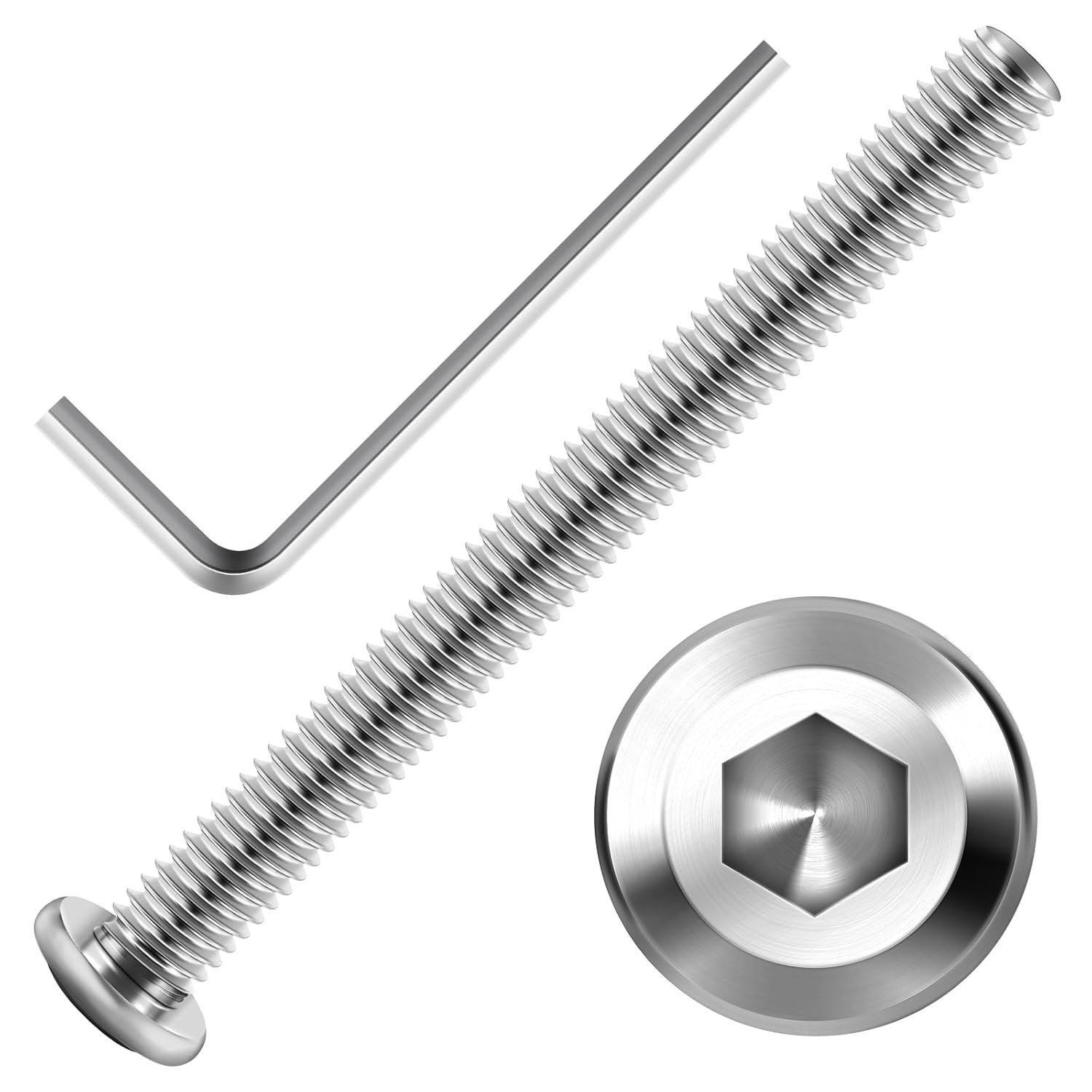 M8-1.25X80mm 10 Pcs Flat Head Hex Socket Cap Screws Bolts, 304 Stainless Steel