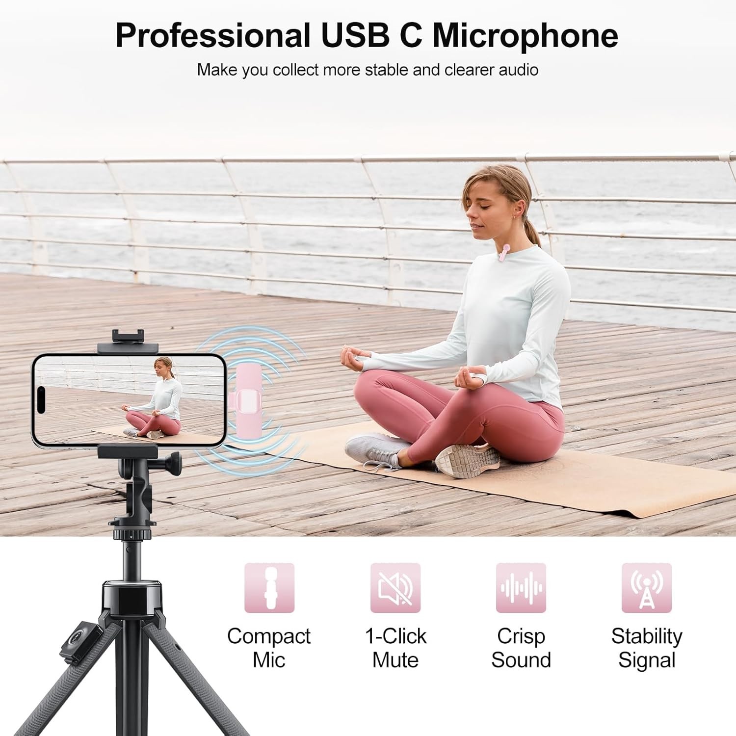 Wireless Lavalier Mic with 12-Hour Battery & 65ft Range - Perfect for Vlogs