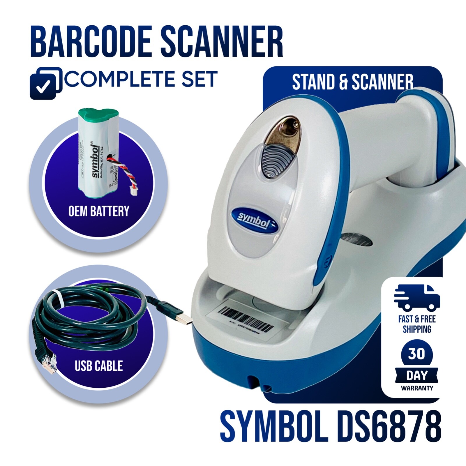 Motorola Symbol Wireless Barcode Scanner DS6878 w/Cradle & USB Cable GRADE A!🔥