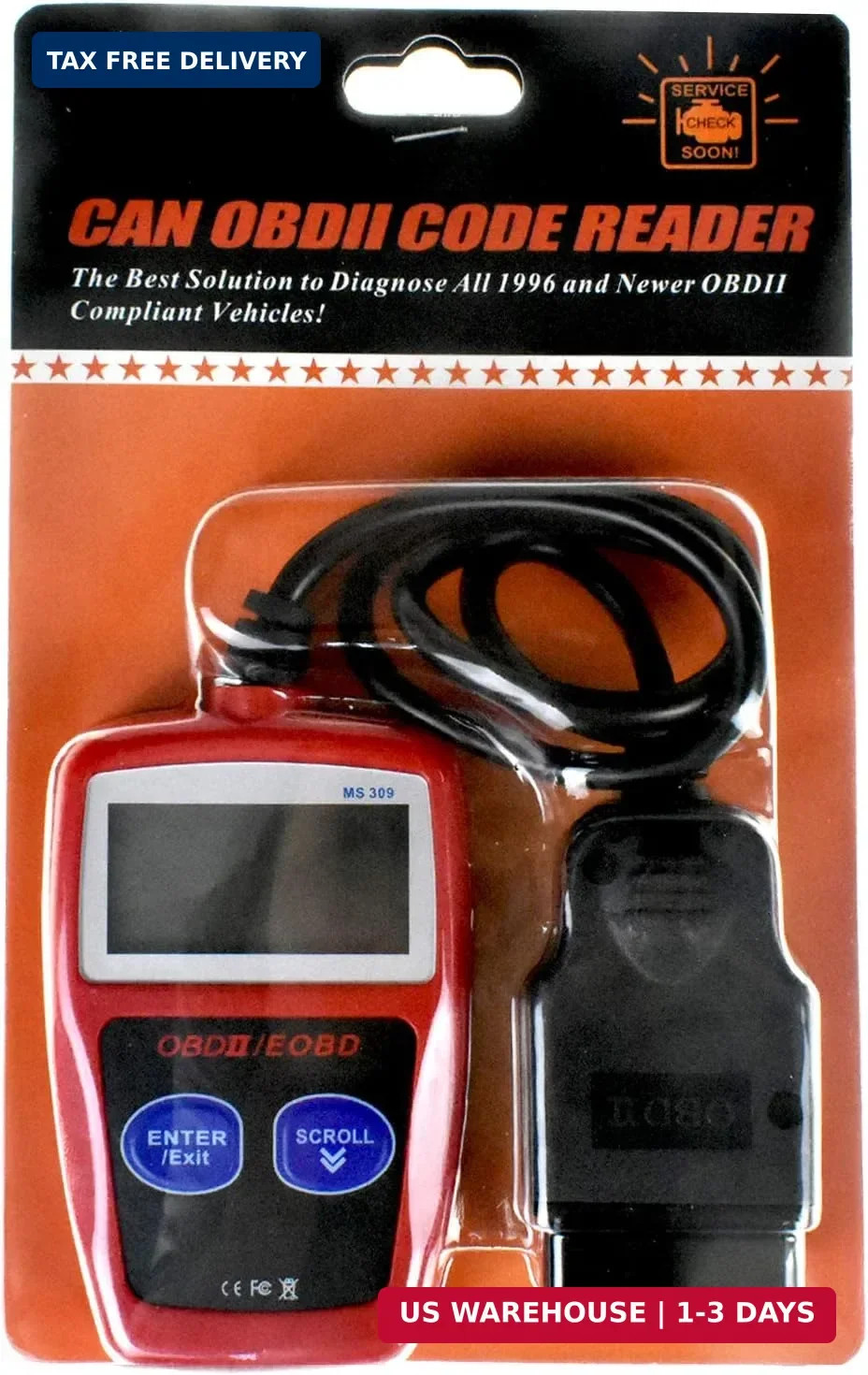 MS309 OBD2 Scanner Check Car Engine Light Fault Code Reader, Universal OBDII Dia