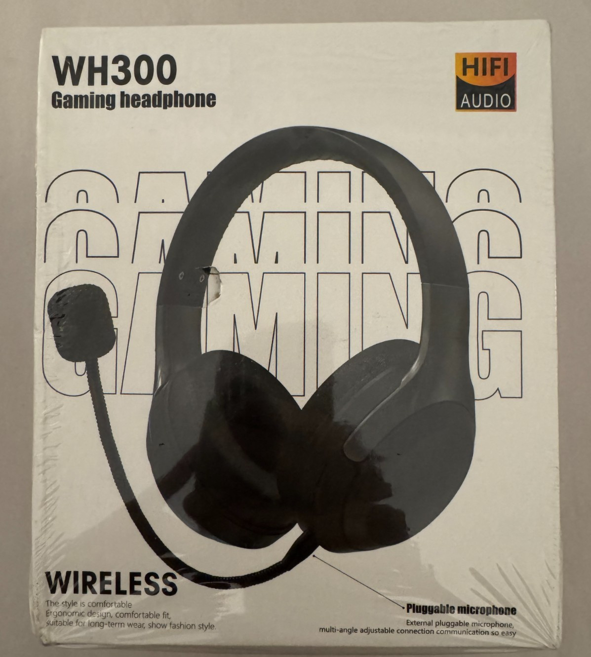 WH-300 GAMING HEADPHONE WIRELESS HIFI AUDIO - BLACK - NEW IN BOX