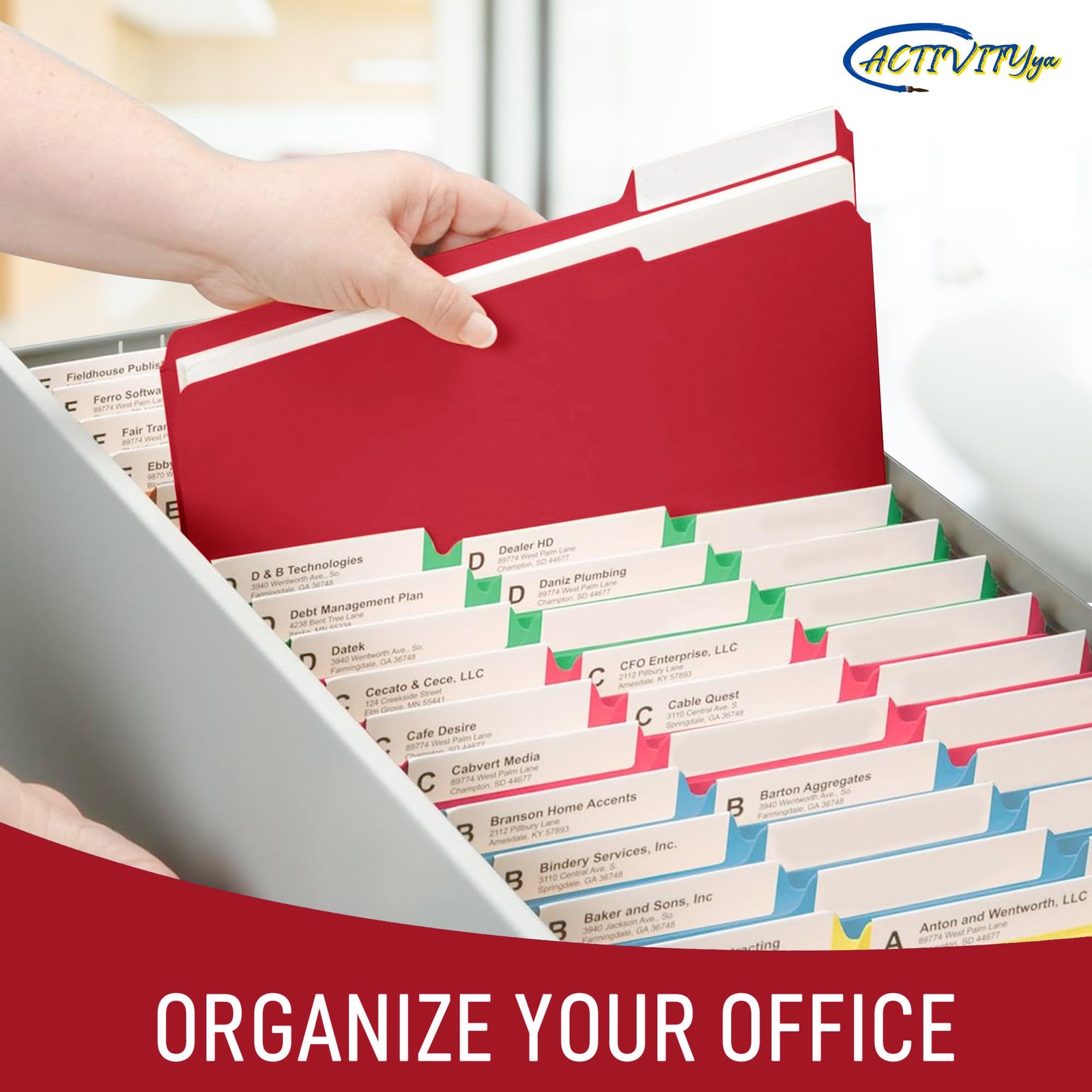 Red File Folders, 1/3-Cut Tabs, Letter Size, 12-Pack – Durable Office Filing ...