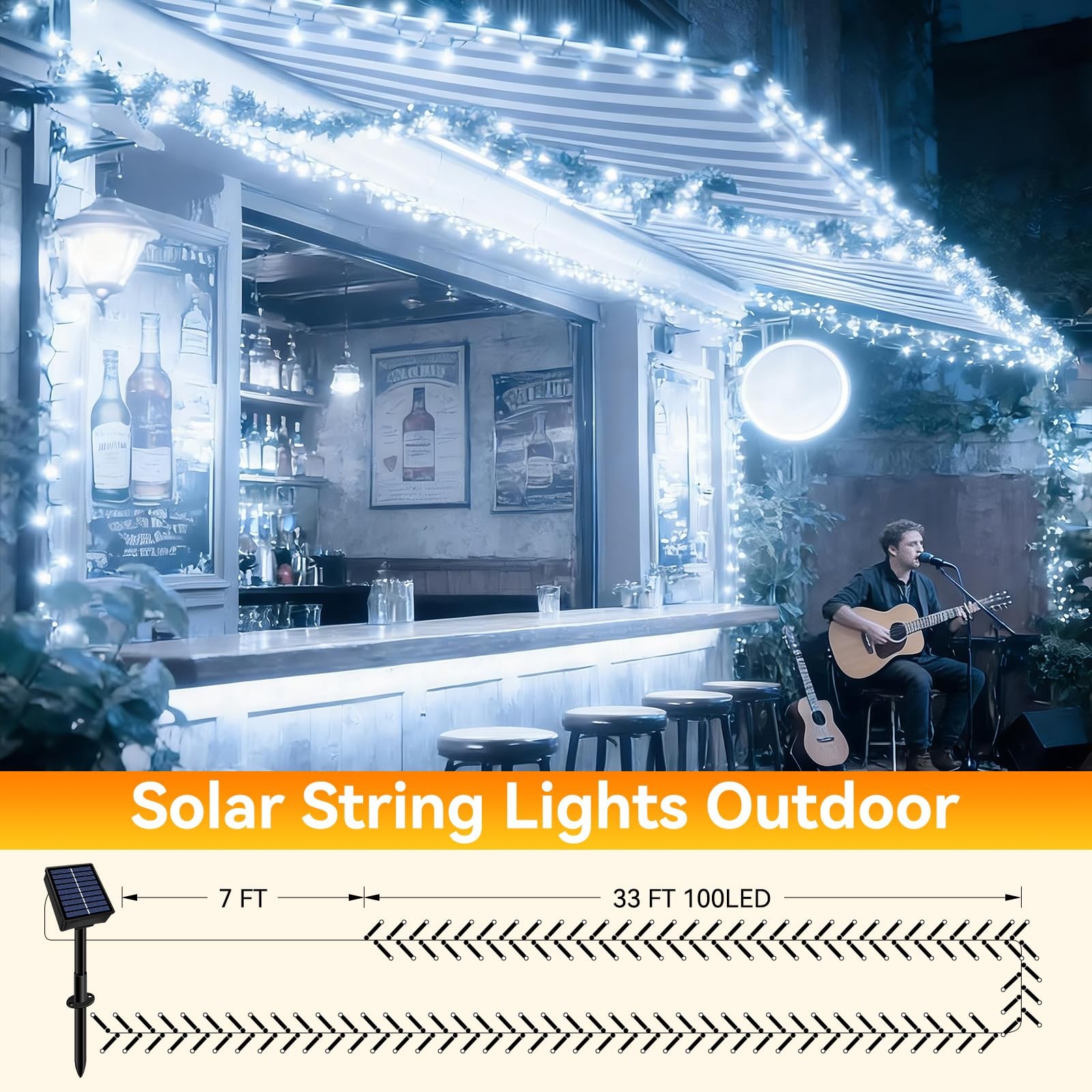 Solar String Lights Outdoor Waterproof 2 Pack Total 66ft 200LED 8 Modes Twink...
