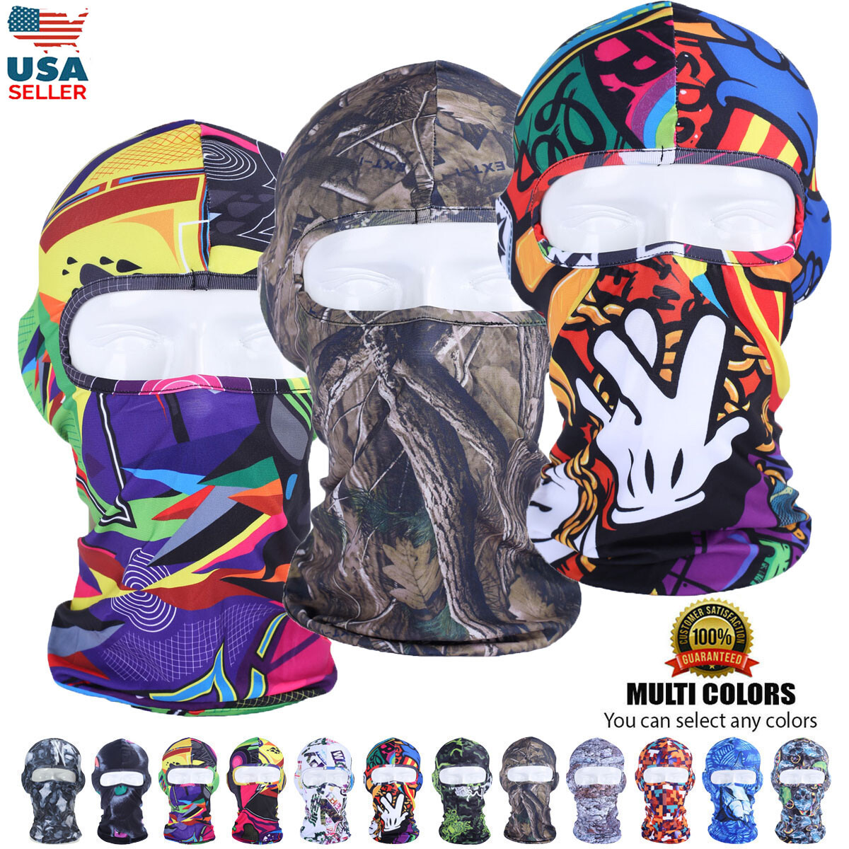 Tactical Balaclava Camo Face Mask UV Protection Ski Sun Hood Cover for Men Women