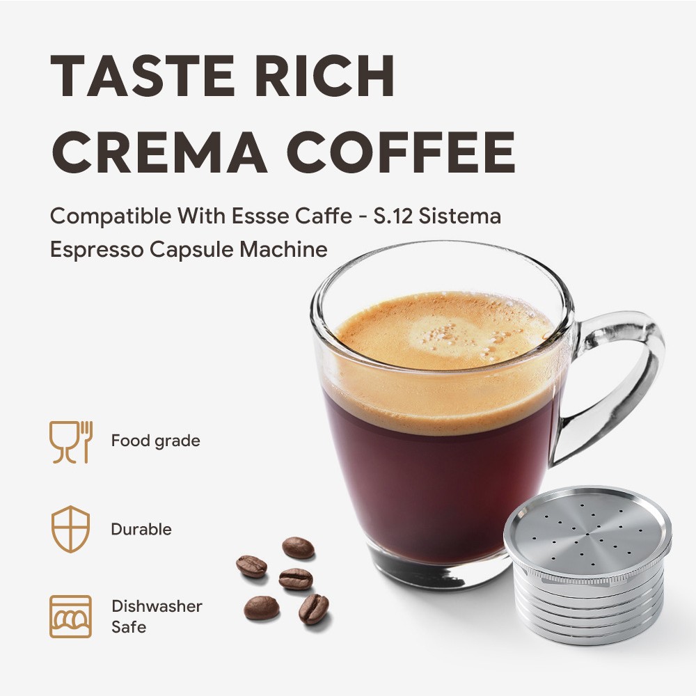 For Essse Coffee Maker Refillable Capsule Coffee Filter Reusable w/ Spoon Brush