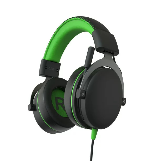 Onn. Xbox Wired Video Game Headset, Black and Green