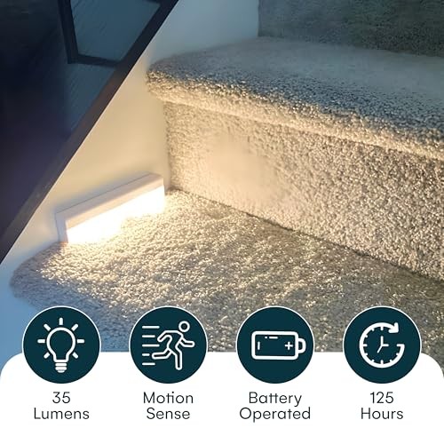 Wireless LED Stair Lights with Motion Sensor - 3-Pack Battery Operated 3 Pack