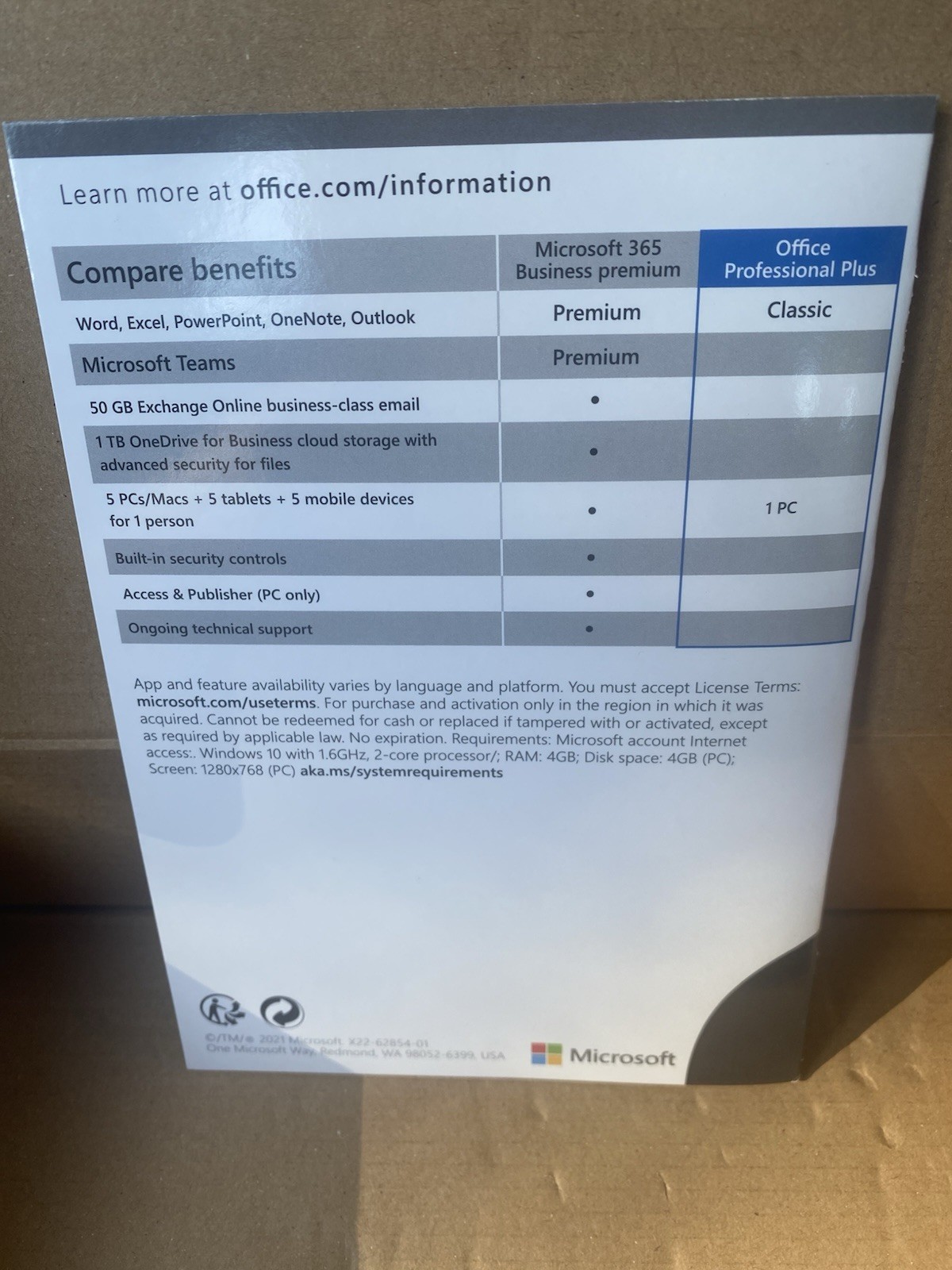 Microsoft Office Pro Plus 2021 1 PC Retail Lifetime Disc Lifetime 1 User