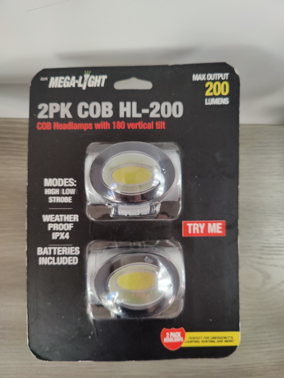 Headlamps 200 lumens Cob-HL-200 2pk Mega-Light  Weather Proof