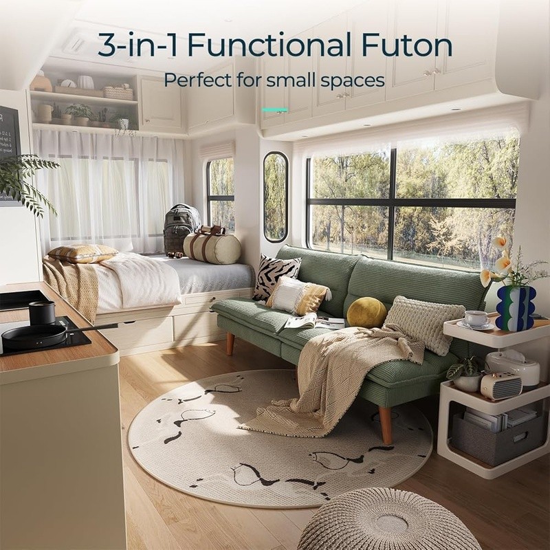 3-in-1 Multifunctional Futon Sofa Bed Adjustable Recliner Loveseat Comfort Couch