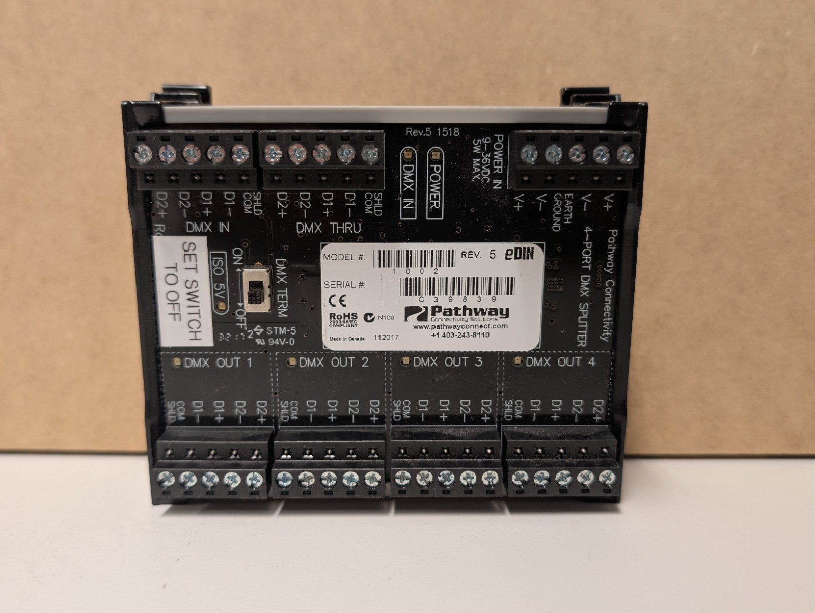 Pathway Connectivity 1002 eDIN 4-Way Opto-Splitter
