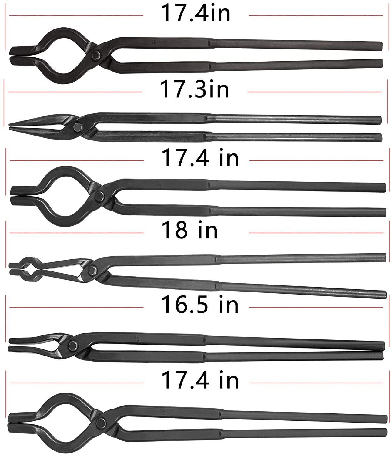 6Pc Beginner Blacksmith Tongs Blacksmith Forge Tong Tools Set Knife Making Tongs