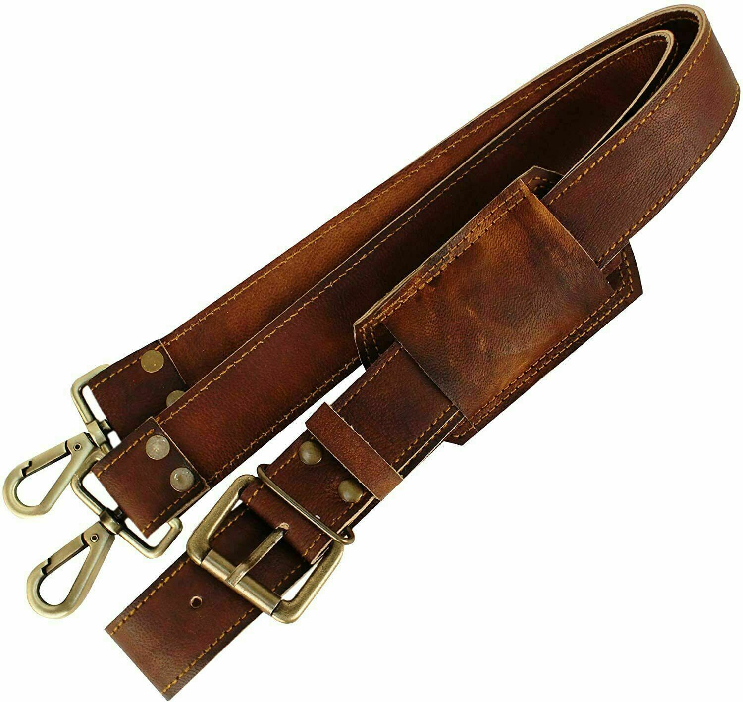 Handmade Vintage Leather Replacement Shoulder Strap For Messenger Bag Briefcase