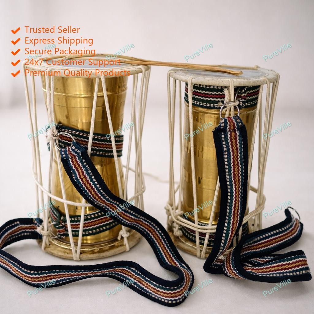 tamil nadu Musical Instrument used in temple festivals Brass Pambai set
