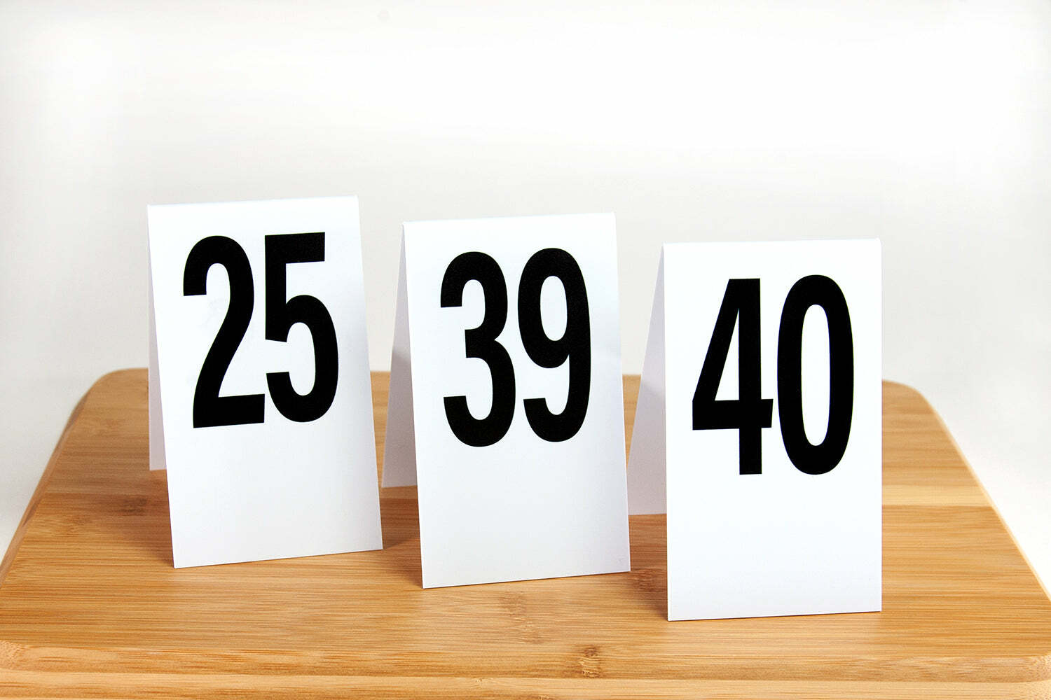 Restaurant Table Markers 1-60- Tent Style, White w/ Black Numbers, Free shipping