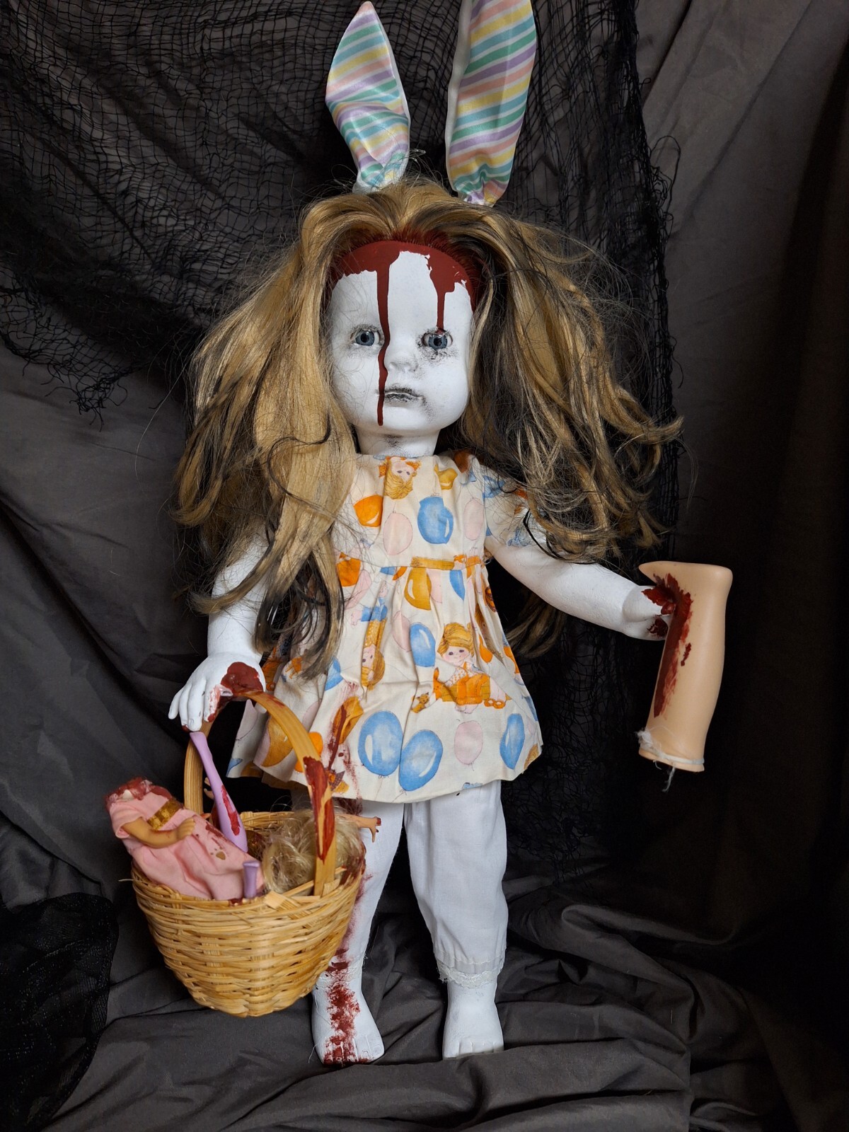 OOAK Creepy Doll, Handmade, 18 In, Halloween Prop, Gore, Easter Horror