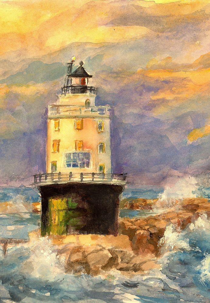 Harbor of Refuge Lighthouse Delaware Bay Cape Henlopen Stormy Sunset Notecards