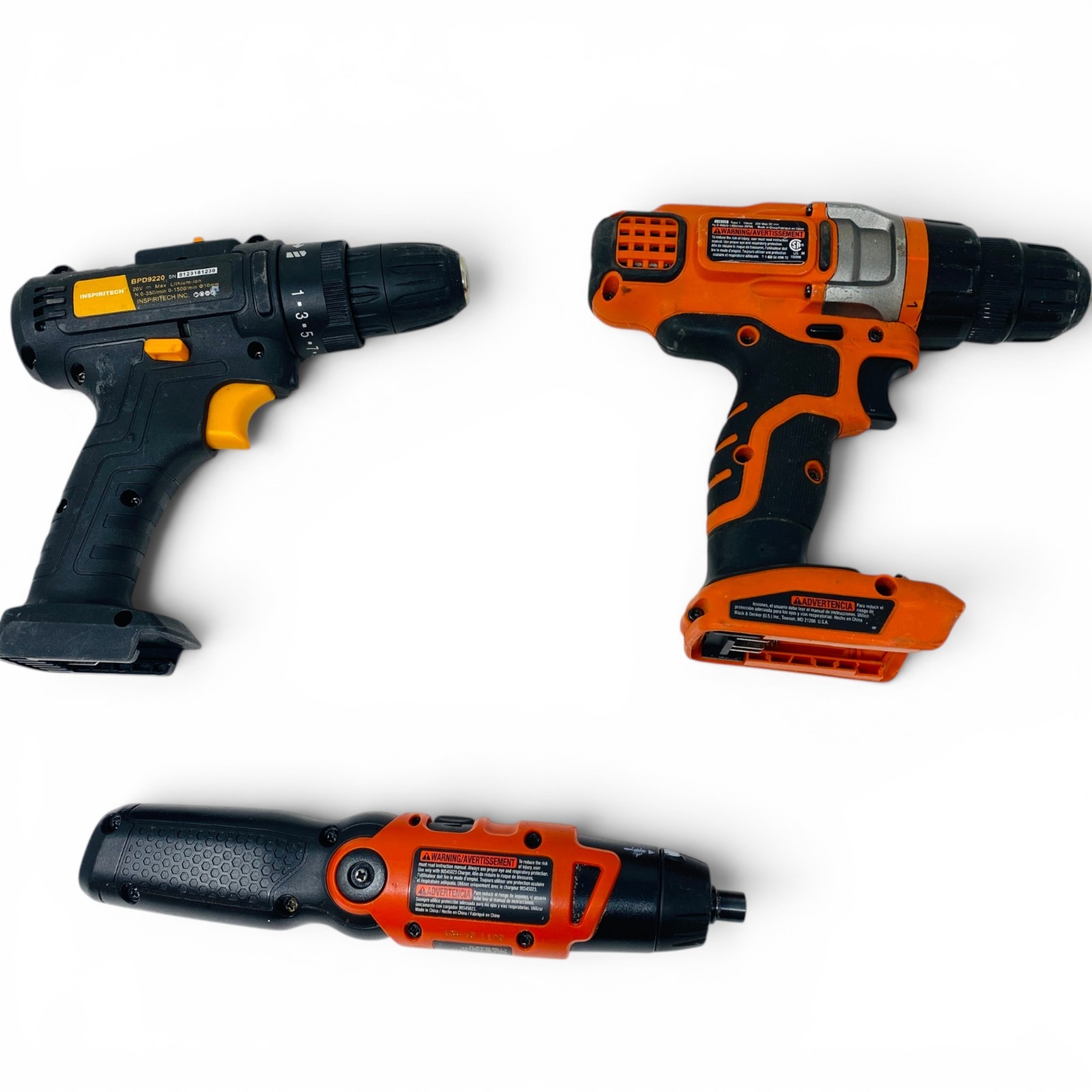 Black & Decker Inspiritech Cordless Drill Screwdriver Hand Tool Lot 3 Pcs