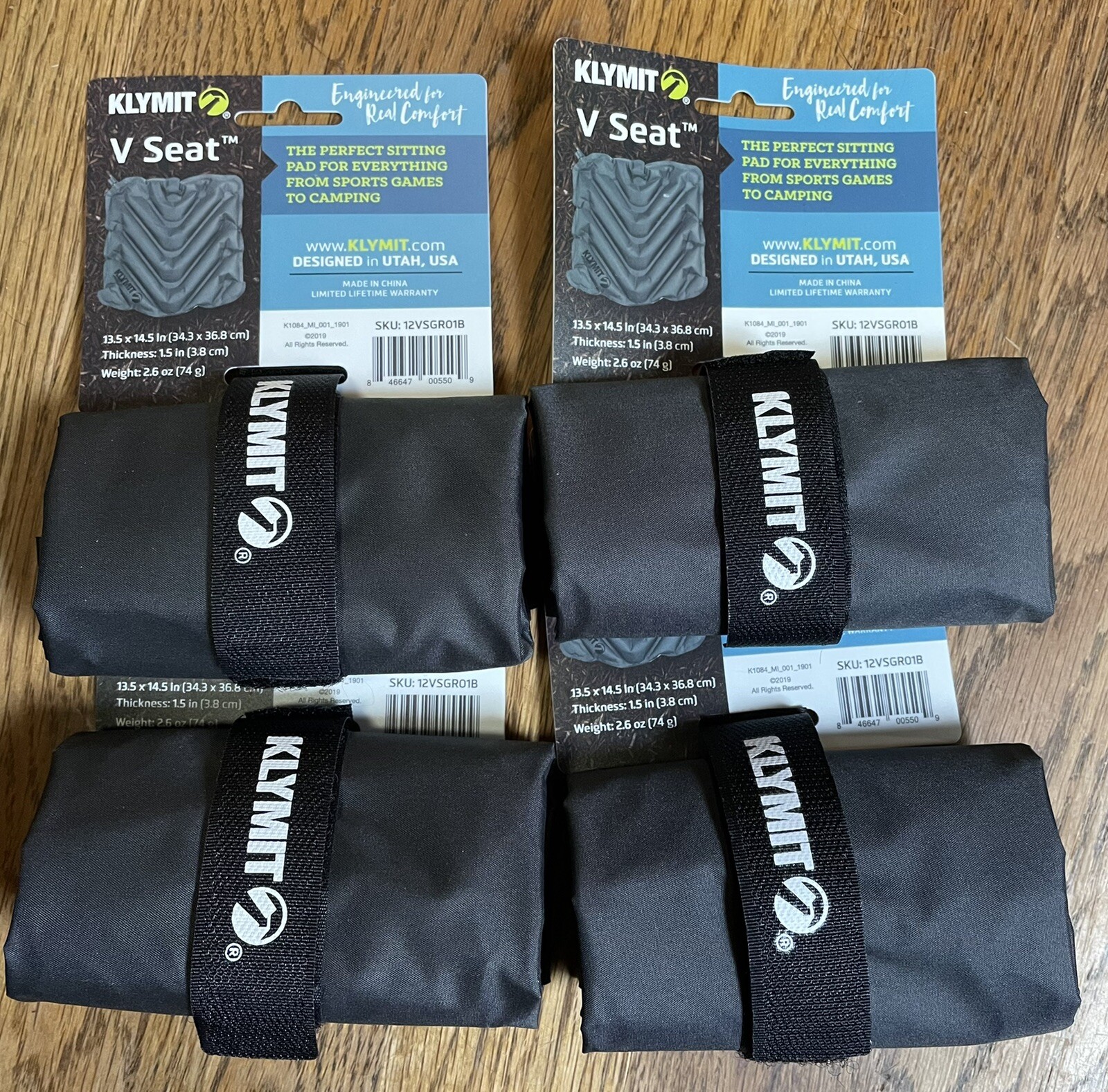 Klymit (Lot of 4) V Seat Engineered for Real Comfort  13.5 in X 14.5 in X 1.5 in