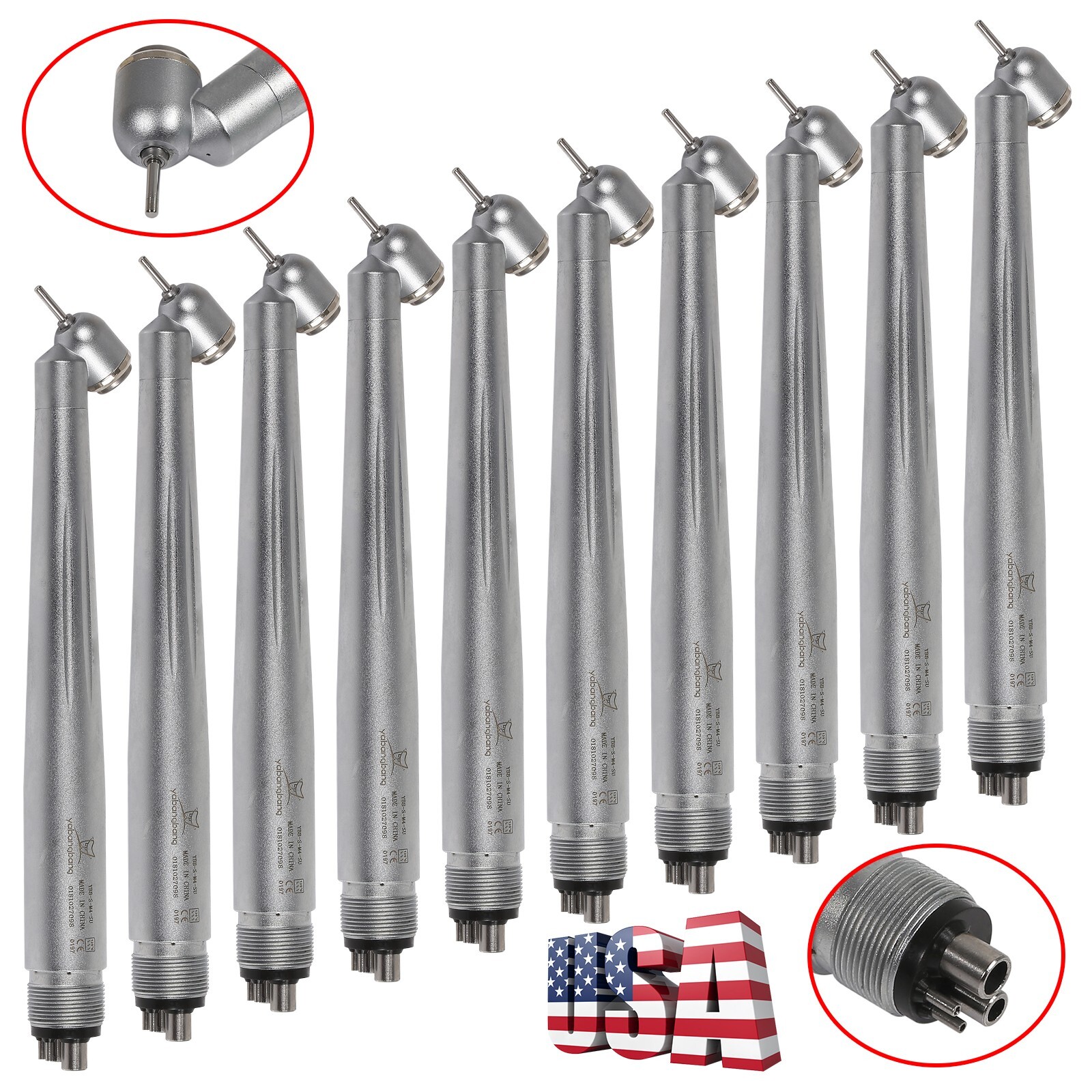 1-10 NSK Style Dental 45 Degree Surgical High Speed Handpiece Push Button 4Holes