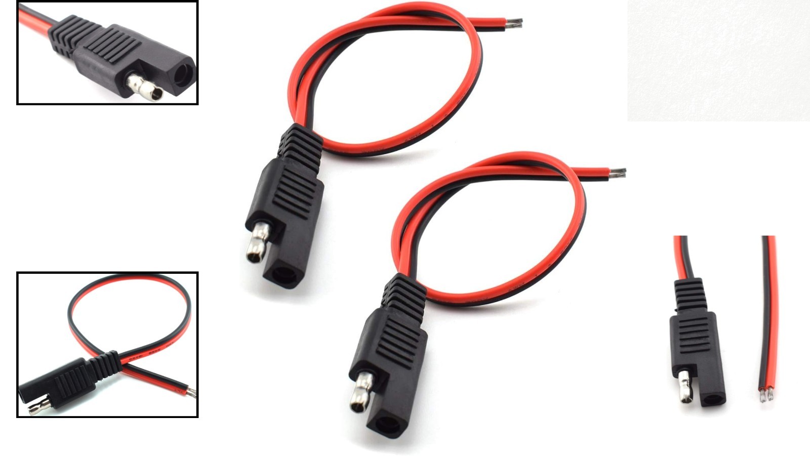 Efficient 2 Pcs SAE Extension Cable 1ft - Ideal for Solar Battery Connections