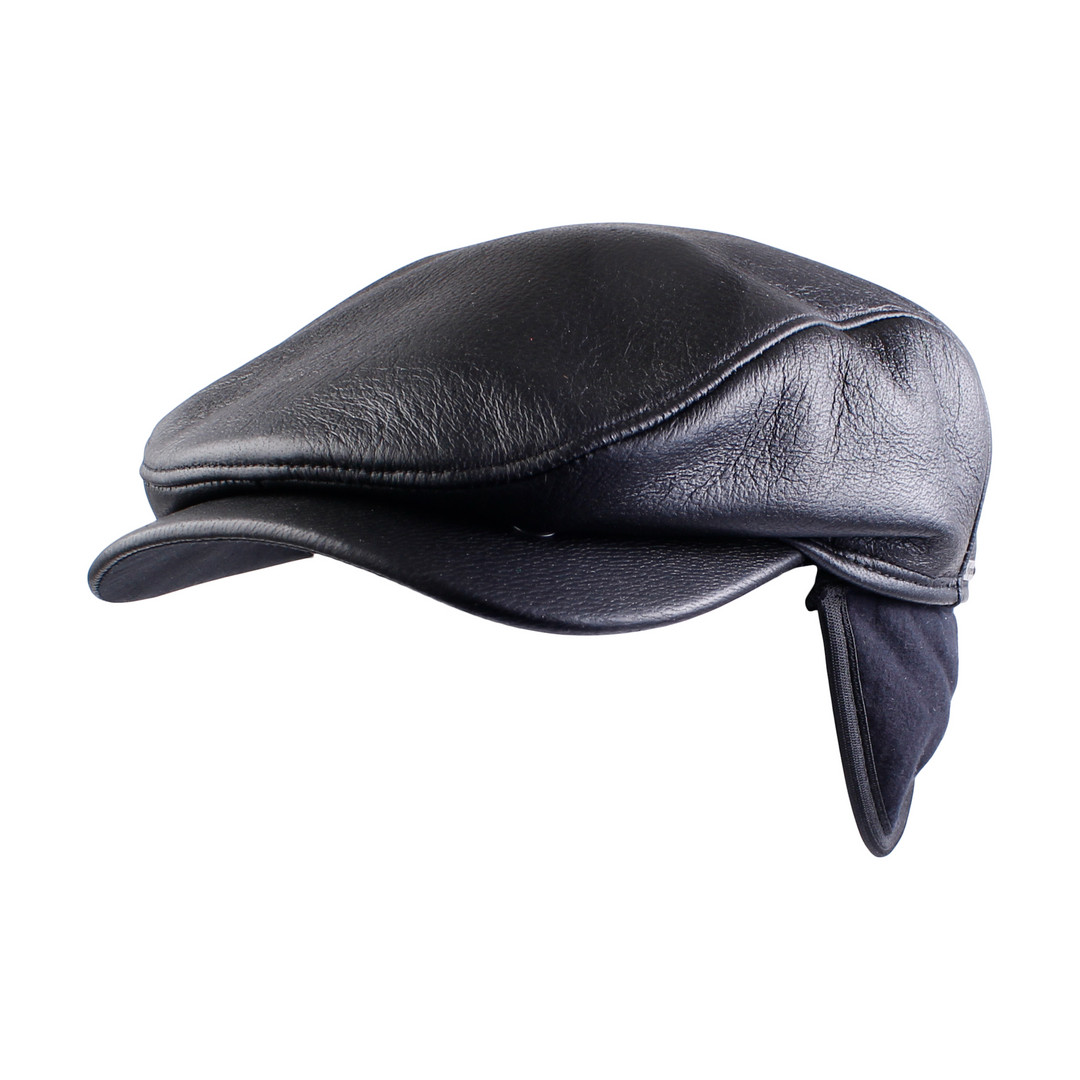 Wigens Moose Leather Ivy Cap with Tuckaway Earflaps 100% Elk Leather (110547)