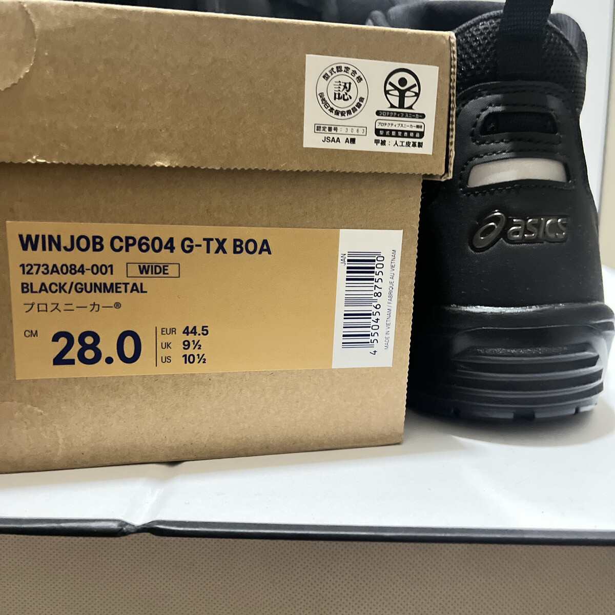 ASICS WINJOB CP604 G-TX BOA 1273A084 001 Black GORE-TEX 3E Safety Shoes Unisex