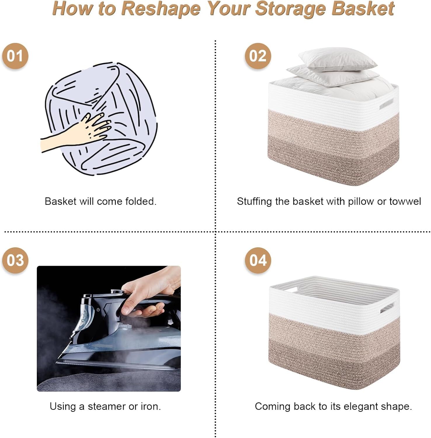 Storage Baskets for Organizing,2 Pack Woven Basket for Storage,Rectangle Baskets