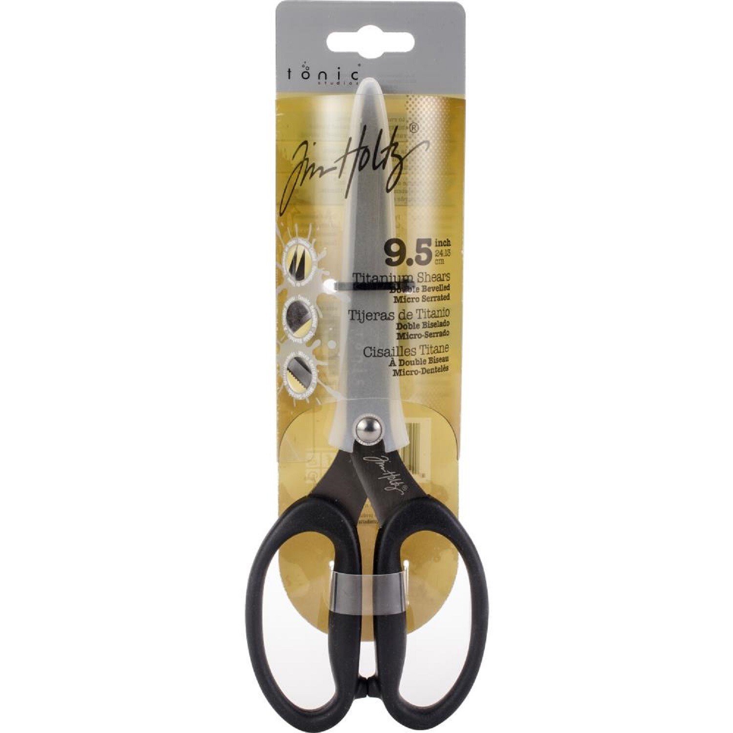 Tim Holtz Tonic Studios 9.5" Double Beveled Micro Serrated Titanium Scissor 819E