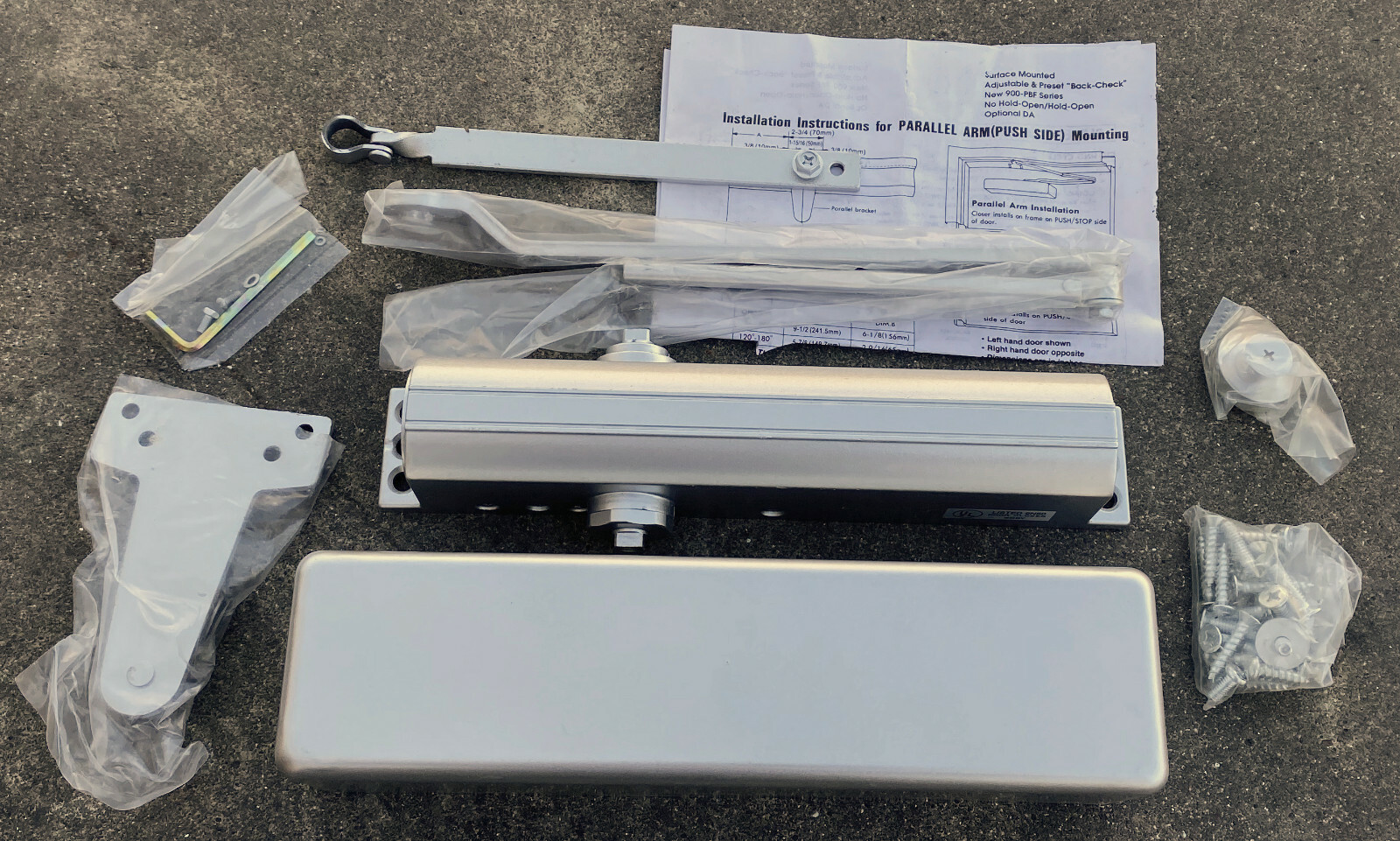 PAMEX GC5600BF Adjustable 4-Size Regular/Parallel Arm DOOR CLOSER Aluminum NOS