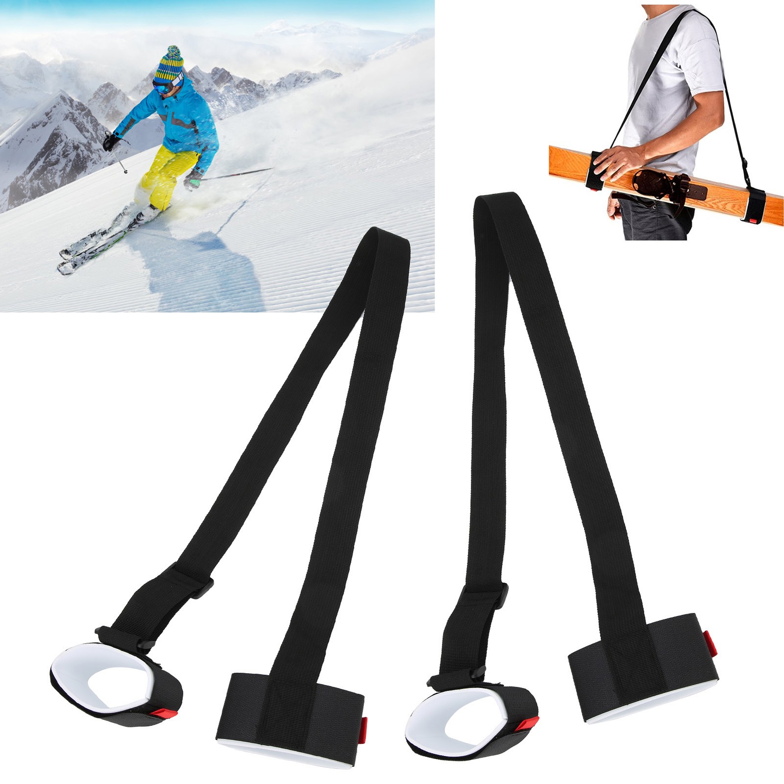 2Pcs Snowboard Shoulder Strap Double Skis Adjustable Belt AFCZ