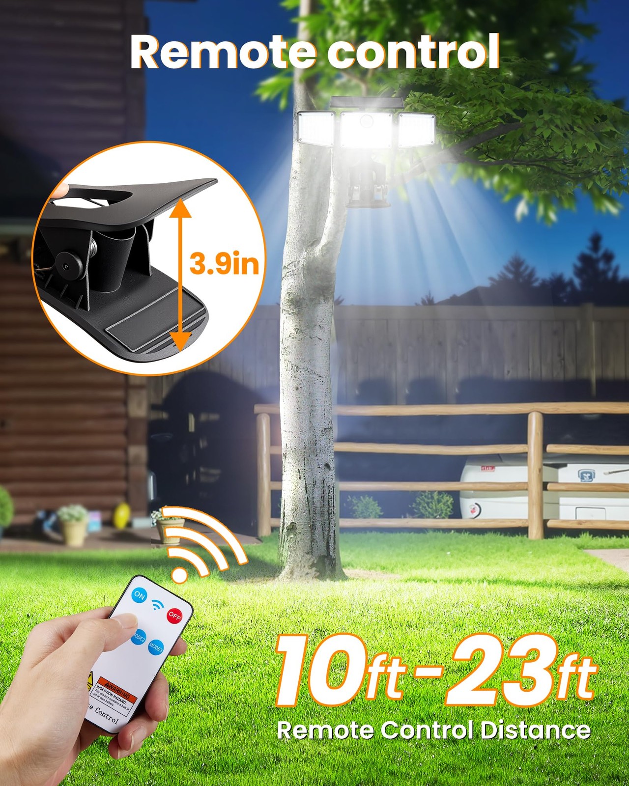 Clip on Solar Lights for Fence, 1Second Installation Motion Sensor Security L...