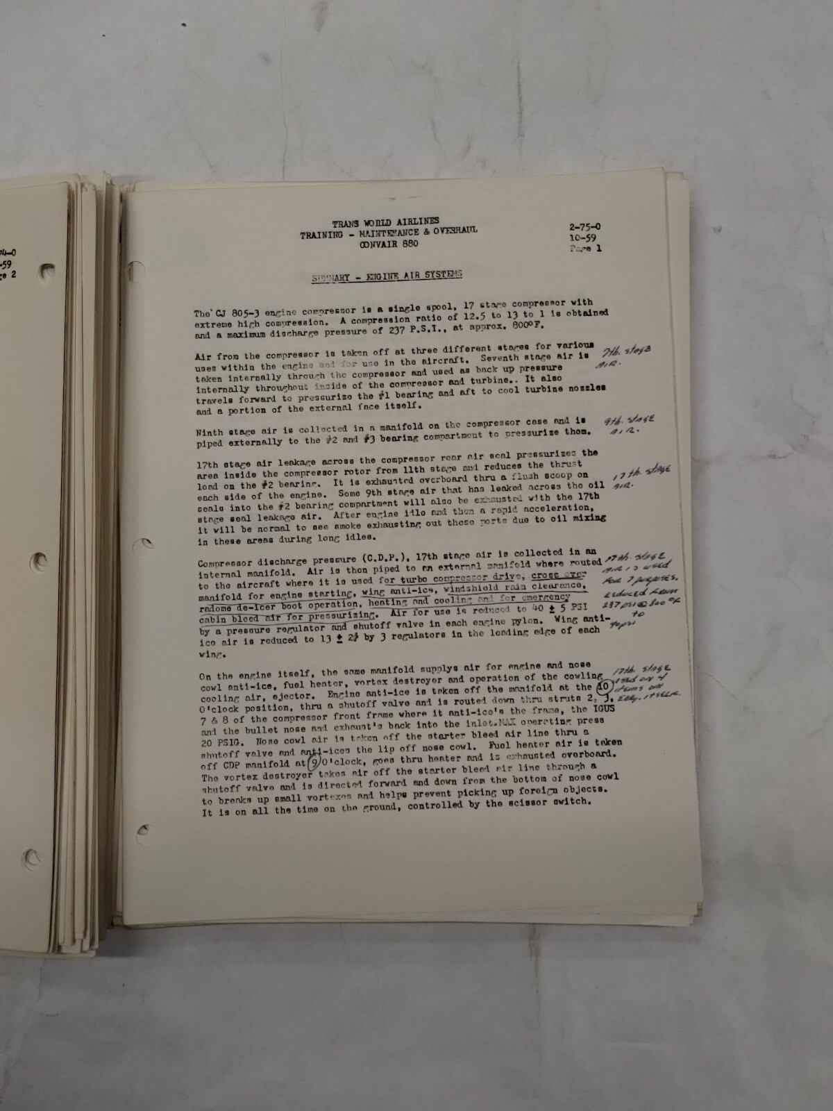 Trans World Airlines Convair 880 Maintenance Study Guide-Original