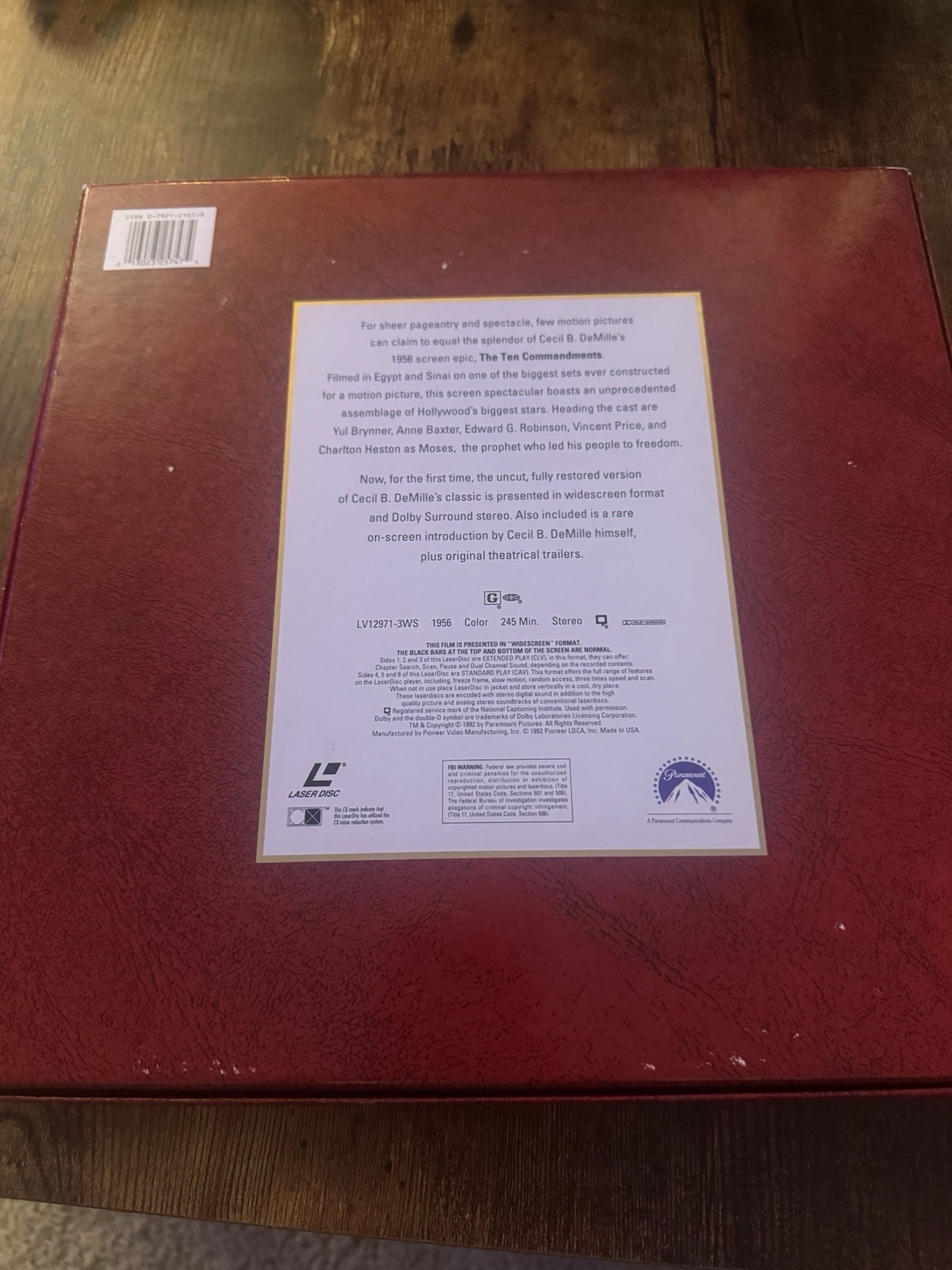 The Ten Commandments 35th Anniversary LaserDisc