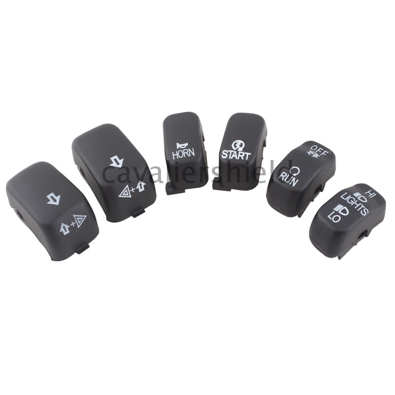 6pcs Black Hand Control Switch Housing Button Cover Caps For Harley Dyna Softail