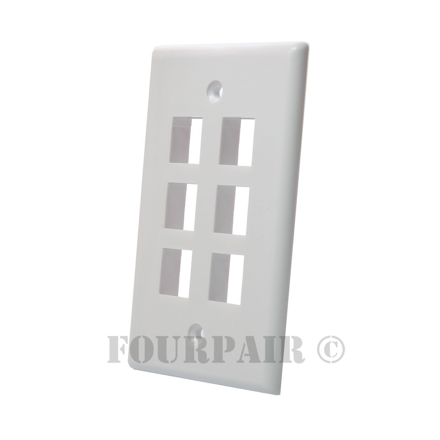 Keystone 6 Hole Port Jack Insert Flush Wall Face Plate Network CAT5e CAT6 White