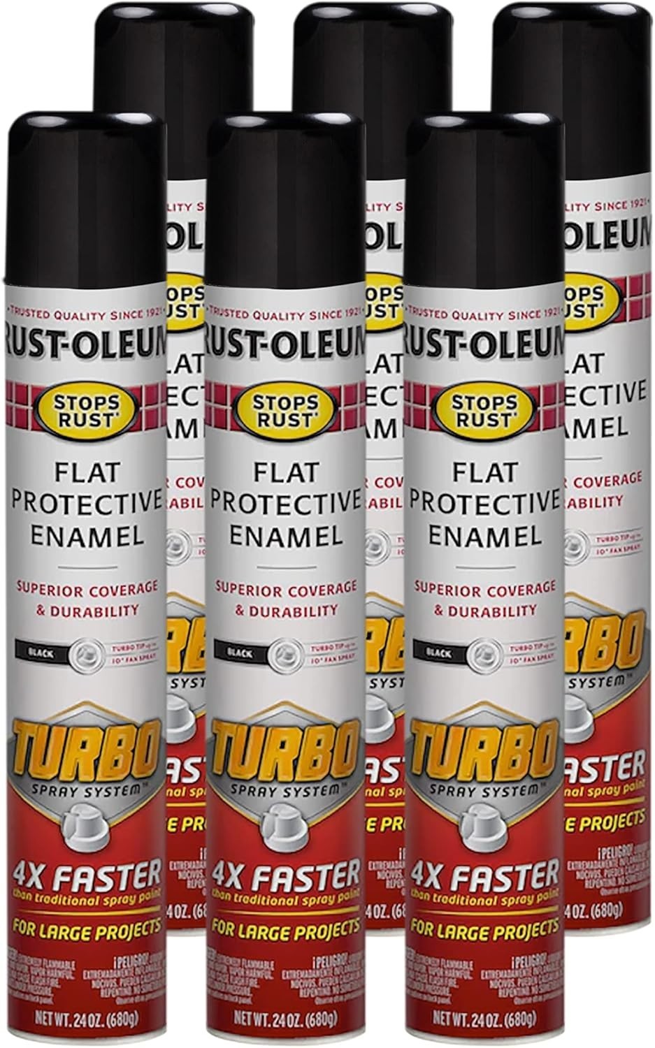 Rust-Oleum Stops Rust Turbo Spray System Spray Paint, 24 oz, Flat Black