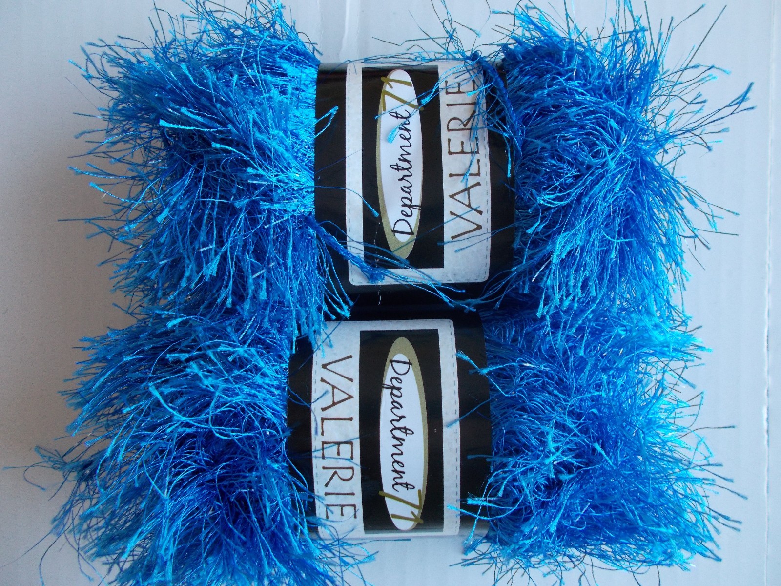 Department 71 Valerie  sparkly eyelash yarn, Medium Blue, lot of 2 (47 yds each)