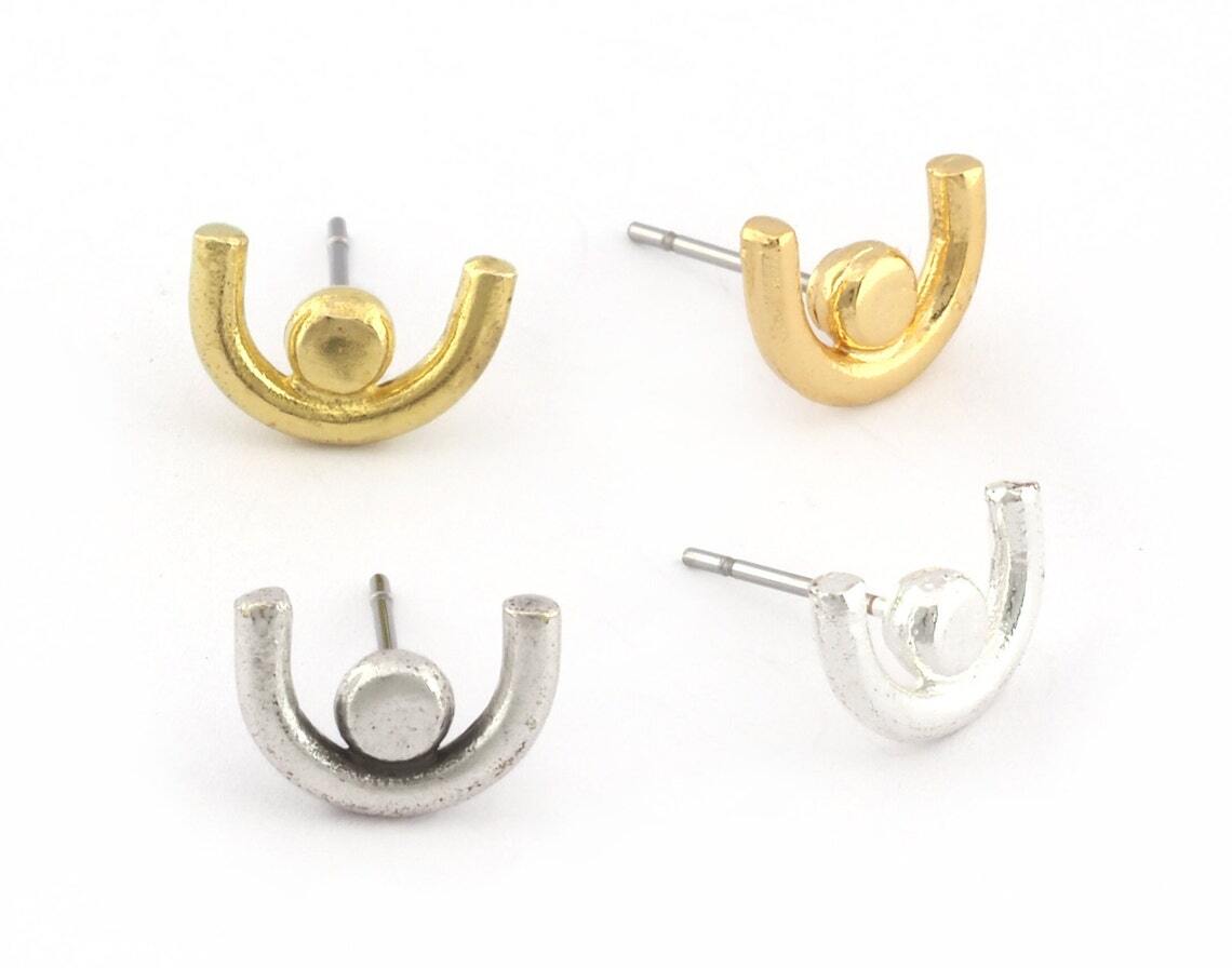 1 pair Boobs earring post,Earring making Raw, Shiny silver, Shiny gold 5300