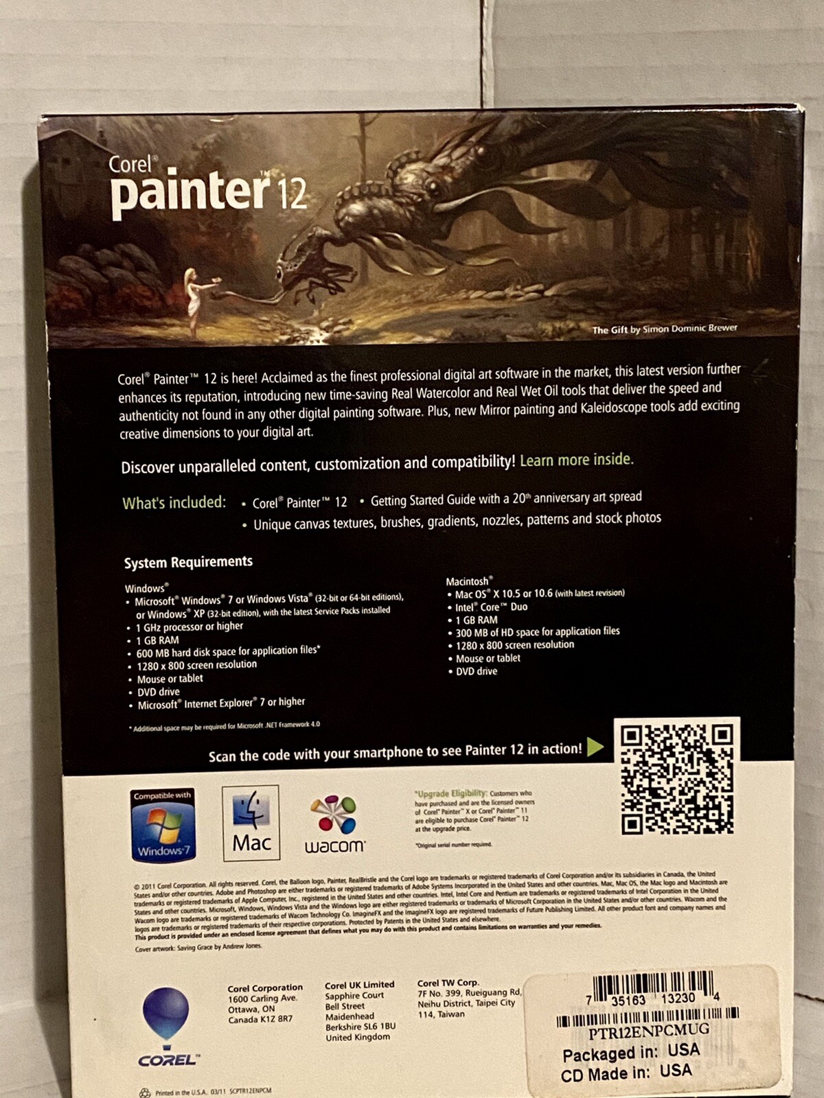 Corel Painter 12 by Corel *UPGRADE* Software W/Getting Started Guide Windows/Mac