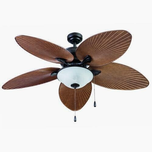 52" Large Room Bronze White Swirled Marble Bowl LED Ceiling Fan Palm Blade