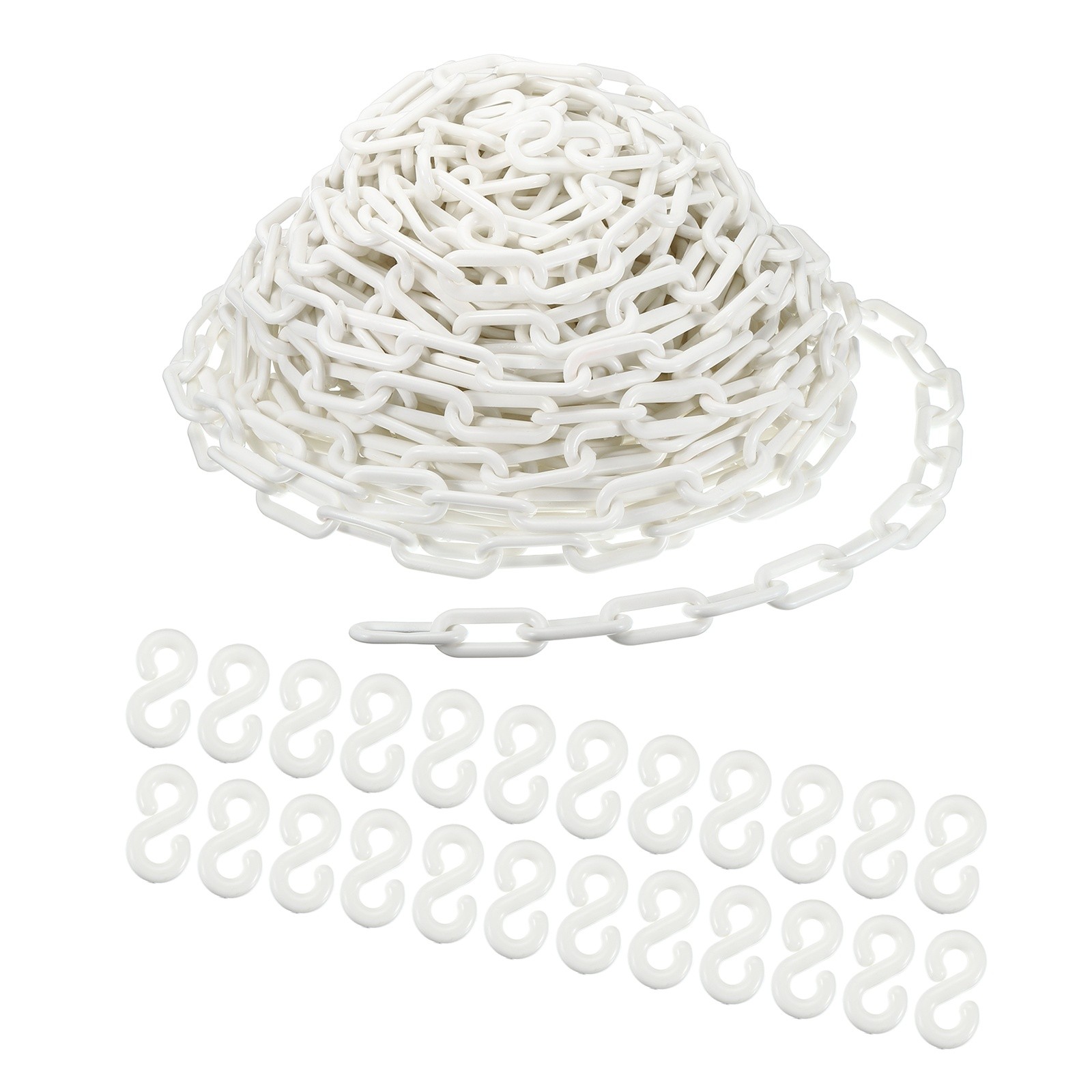 1 PCS 100 Ft Plastic Chain Links 2" Safety Barrier Chain White for Crowd Control