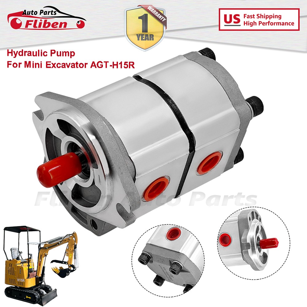 Hydraulic Pump Double Acting Two Section for AGT-H15R Mini Excavators USA STOCK